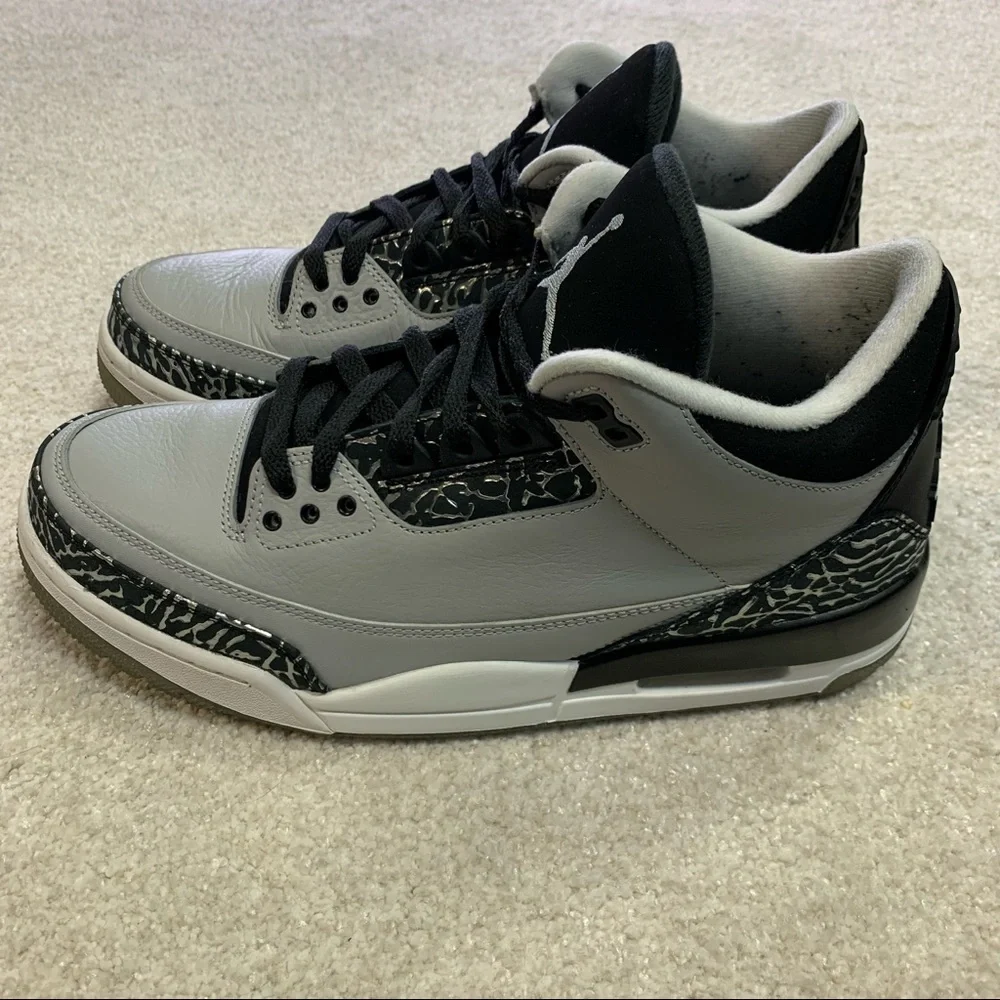 Nike Air Jordan 3 III Retro Wolf Grey Metallic Sliver Cement Men’s Size 9 & Box - Picture 2 of 8